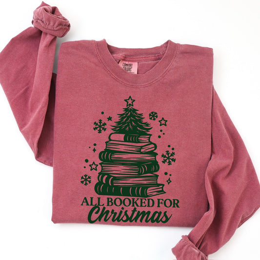 All Booked For Christmas (Green Print) - Comfort Colors