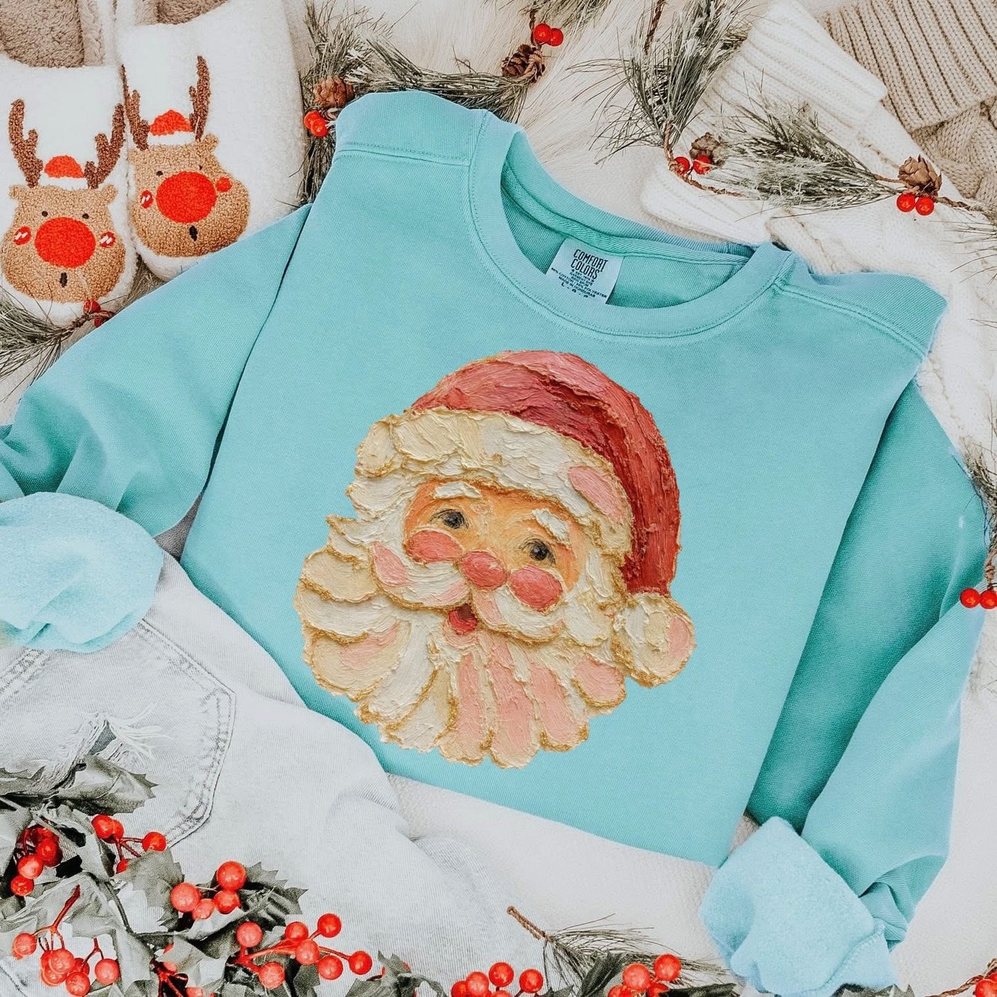 Hand Painted Rosy Santa