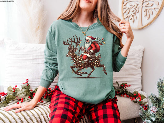 Santa Riding Deer