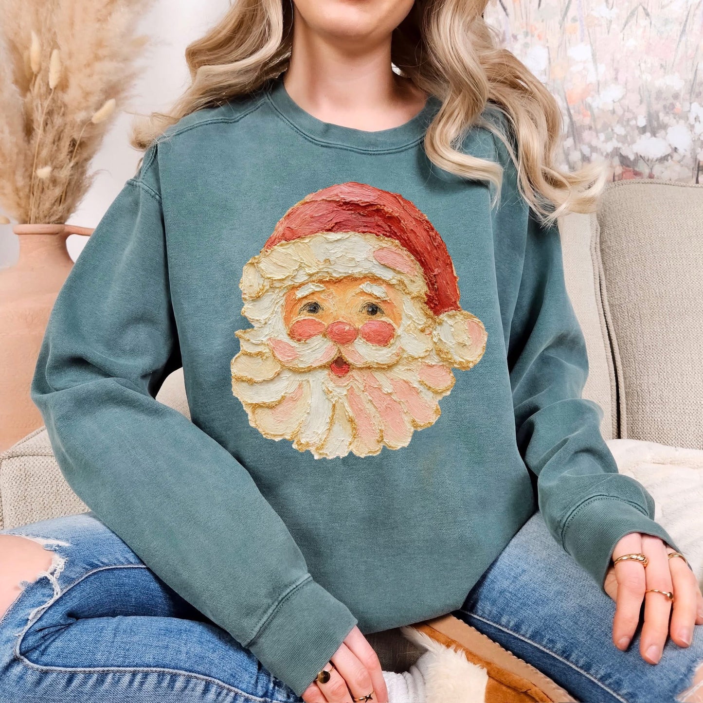 Hand Painted Rosy Santa